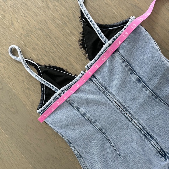 3.1 Phillip Lim Overdyed Denim Slip Dress Lace Trim Denim Dress Black - Size 2 - Picture 9 of 10
